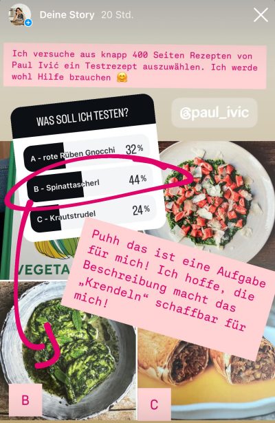 Instagram Umfrage - welches Gericht soll ich aus Vegetarisch von Paul Ivic kochen?